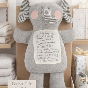 DEMDACO Tons of Love Elephant Grey Stripe 20 inch Polyester Plush Fabric Figure